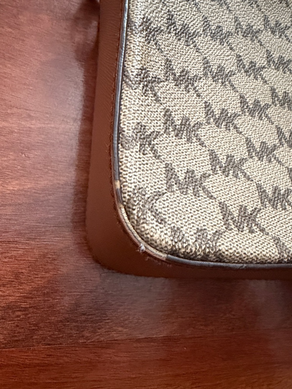 Michael Kors Beige Brown Signature MK Crossbody Bag - Picture 5 of 17